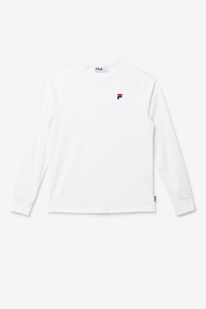 Fila T-Shirt Mens White - Flynn Long Sleeve - Philippines 6473819-ZM